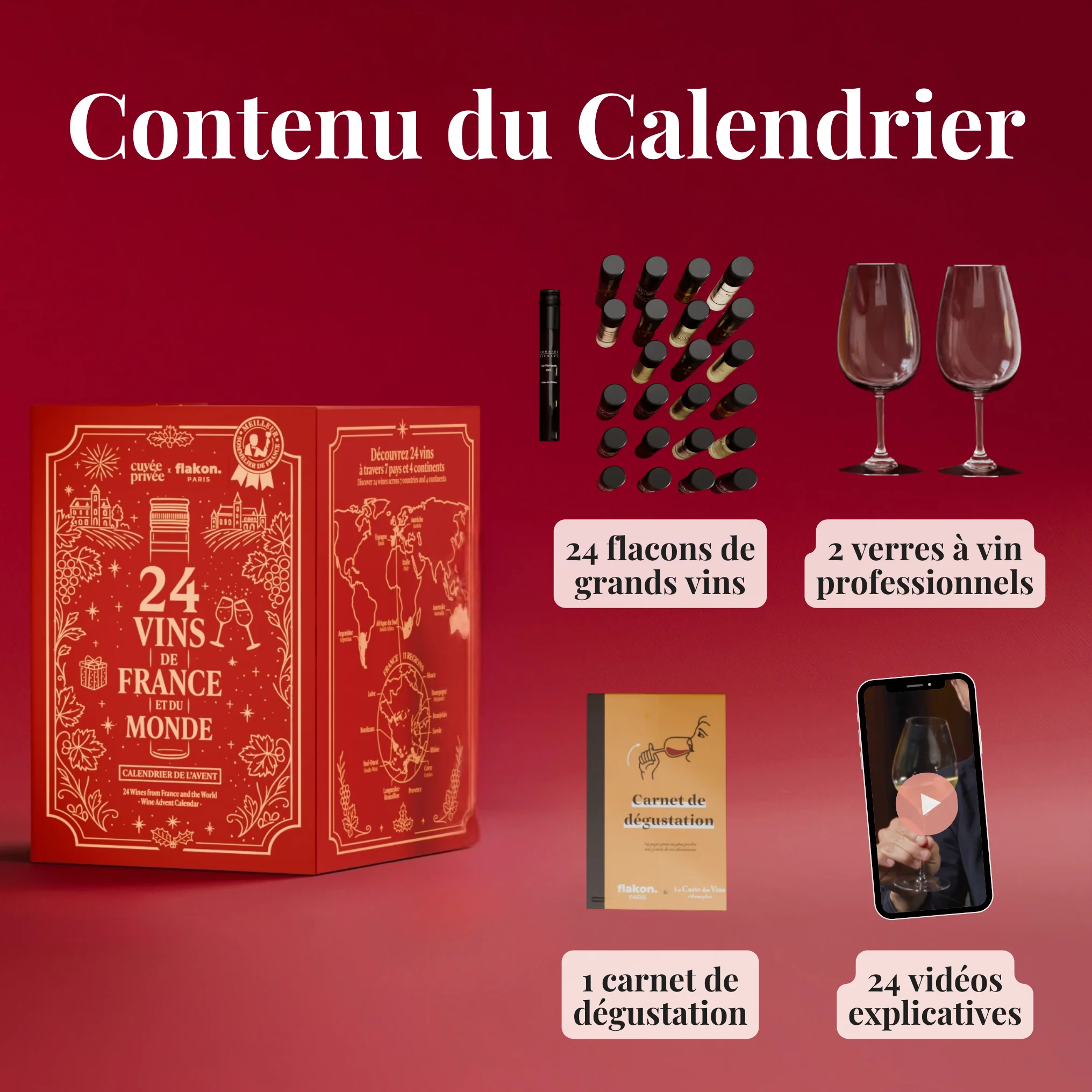 Calendrier de l'Avent Vin - 24 Vins de France et du Monde - Image 3