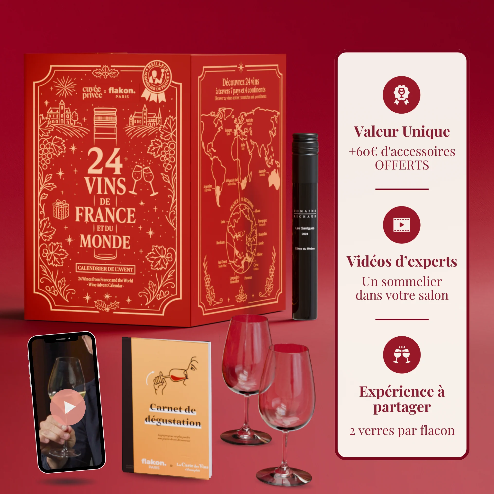 Calendrier de l'Avent Vin - 24 Vins de France et du Monde - Image 4